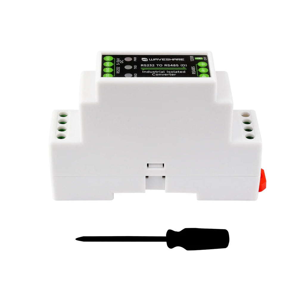 Waveshare RS232 To RS485 Converter (B), Active Digital Isolator, Rail-Mount support, 600W Lightningproof & Anti-Surge 6~36V DC