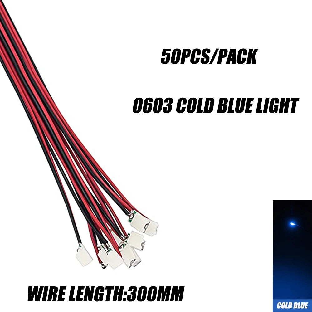 0402 0603 SMD Lamp Wired Micro Led Pre-Soldered Micro Litz Wired Chip 30cm 3V Railway Model Scenes 50pcs/Lot