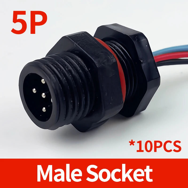 10PCS M12 IP65 Waterproof Aviation Connector Pre-wired Male Female Cable Plug 2P 3P 4P 5Pin Panel Mount Electrical Socket