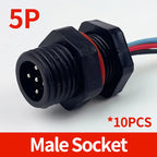 10PCS M12 IP65 Waterproof Aviation Connector Pre-wired Male Female Cable Plug 2P 3P 4P 5Pin Panel Mount Electrical Socket