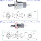 16MM Metal Toggle Switch Waterproof LED Light Self-locking 2/3 Position On Off Micro Button Switch 1NO1NC 15A 12V 220V 3pin/5pin