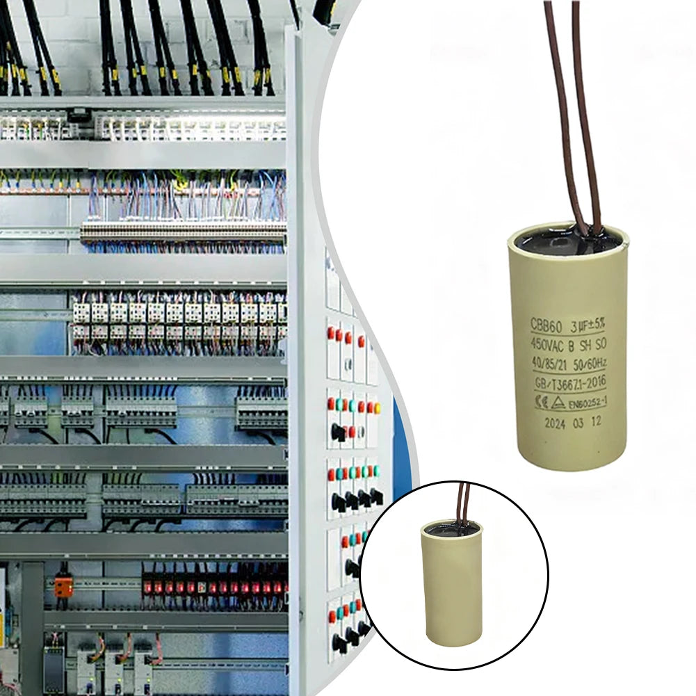 CBB60 Capacitor For Circulating Water Pump Hanging Fireplace 2.5uF Capacitor For Air Compressors Pressure Washers