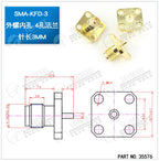 1PCS SMA Mother Seat Connector SMA Three Pairs of Internal and External Threads Hole Flange Socket Connector Insulation Expan