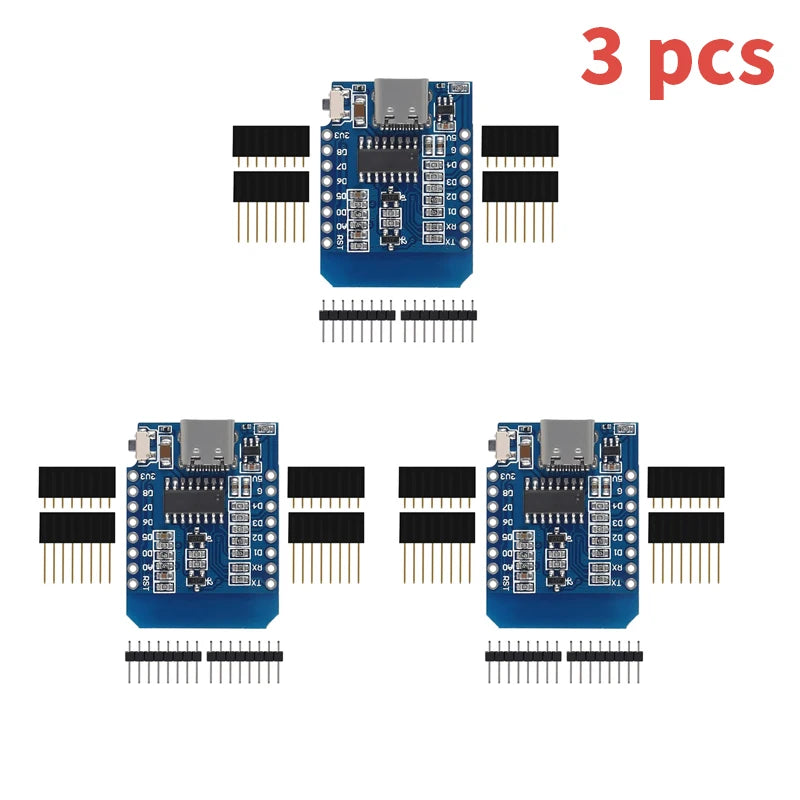 ESP8266 NodeMCU D1 Mini WiFi Dev Board Type-C CH340C 4MB Flash Compatible with Arduino IDE for IoT Smart Home Power Bank Wemos