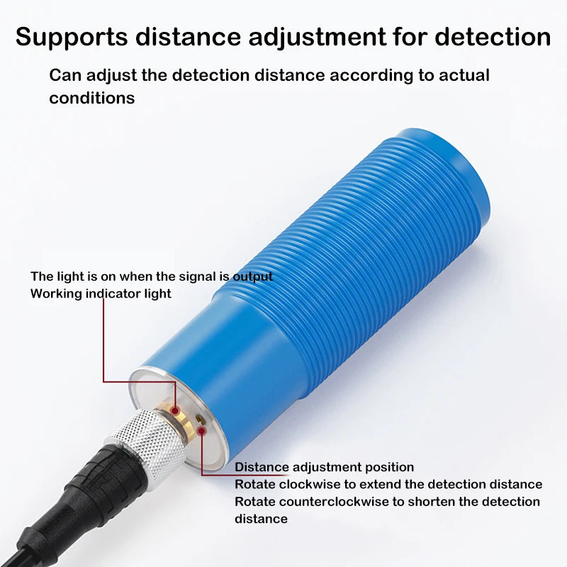 Cylindrical capacitive proximity switch with plug-in connector for detecting material liquid level with non-metallic sensing pla