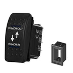 12V 20A Winch In Winch Out Switch DPDT Momentary (ON) OFF (ON) Rocker Switch 3 Position Blue Led Waterproof Reversing Switch
