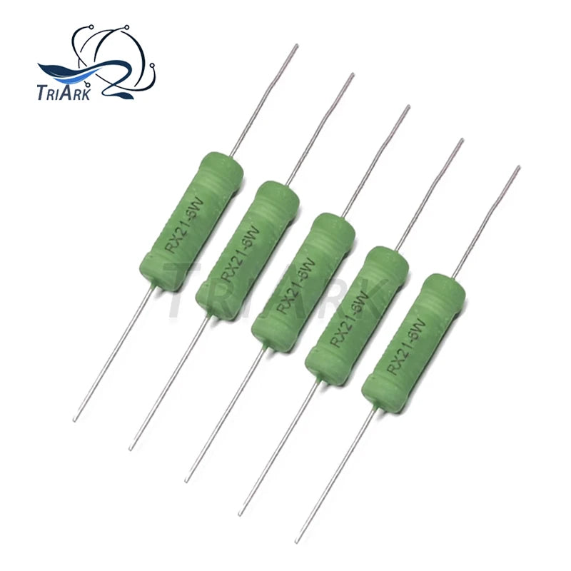 5PCS Wire Wound Resistance RX21 6W 0.05R 0.1R 1R 2R 5.1R 10R 27R 39R 47R 51R 68R 100R 150R 390R 470R 510R 820R 10K 15K Resistor