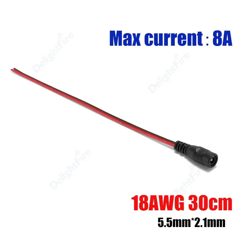 1-100pcs DC Power Pigtail Cable 5.5 2.1mm Female Male Plug 5V 12V Jack Connector Wire For CCTV Camera LED Strip Power Adapter