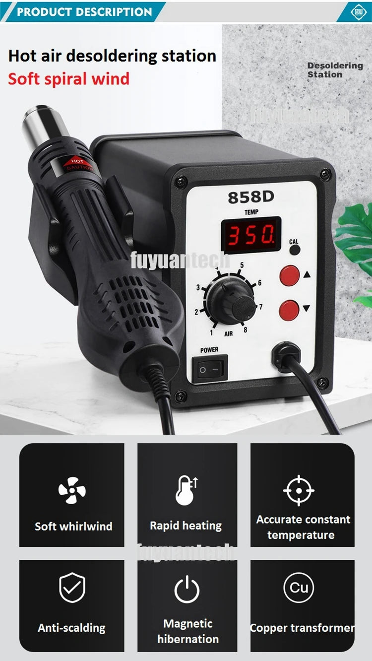 858D Led Digital 700w Heat Gun Welding Repair Tool Hot Air Gun Micro Rework Soldering Station