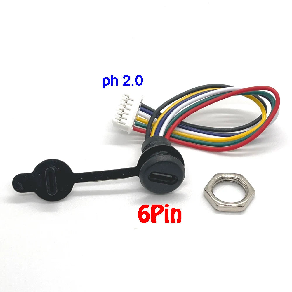 USB-C 2P High Current Charging Socket with PH2.54 Nut Snap Lock Plate USB TYPE-C Female Type C Waterproof Female Connector JacK