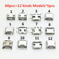 60pcs 12 Models Micro USB Connector 5Pin USB Jack Socket Female For MP3/4/5 Huawei Lenovo Meizu ZTE And Other Mobile Tabletels