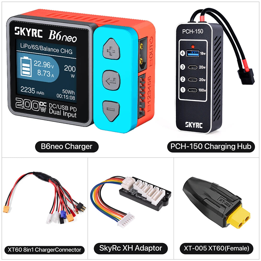 SKYRC B6neo / B6neo+ LiPo Battery Smart Balance Charger DC 200W PD 80W Input for RC Model Car Ship Boat Airplane