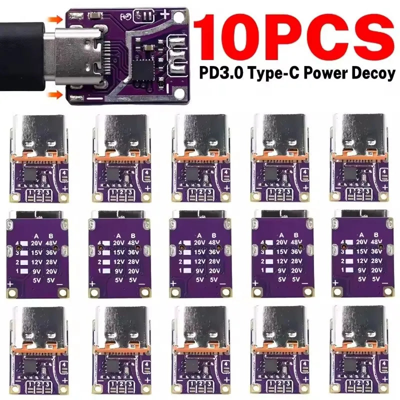 1/5/10PCS PD3.0 PD3.1 QC3.0 Trigger Module Type-C 5-48V 5A Fast Charging Decoy for Power Delivery DIY Projects Accessories