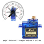 TS90MD 9g Micro Servo Motor Metal Gear Simulation Steering Gear 90/180/270/360 Degree Mini Servo for RC Planes
