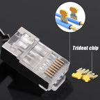 Cat7 Cat6 Shielded Pass Through RJ45 Connectors Cat 5 Gold Plated Modular Plugs for Solid or Stranded FTP/STP Ethernet Cable