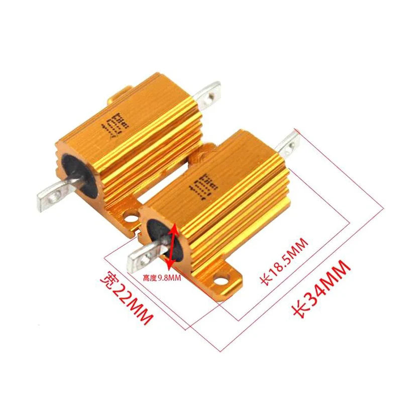 1PCS RX24 10W Aluminum Power Metal Shell Case Wirewound Resistor 0R1 0R15 0R22 0R25 0R3 0R33 0R5 0R6 0R8 1 R Ohm 0.1R-300K