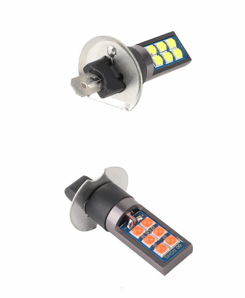 2x 7 Colors H1 H3 880 Canbus Super Bright LED Bulb Car Fog Light Headlight Bulbs 3030 12SMD 12V Running Light Auto Car Fog Lamps