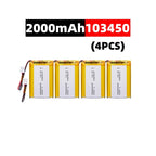103450 3.7V 2000mAh Polymer Lithium Rechargeable Battery jst PH 2.0mm 2pin plug for Camera GPS navigator MP5 Bluetooth Headset