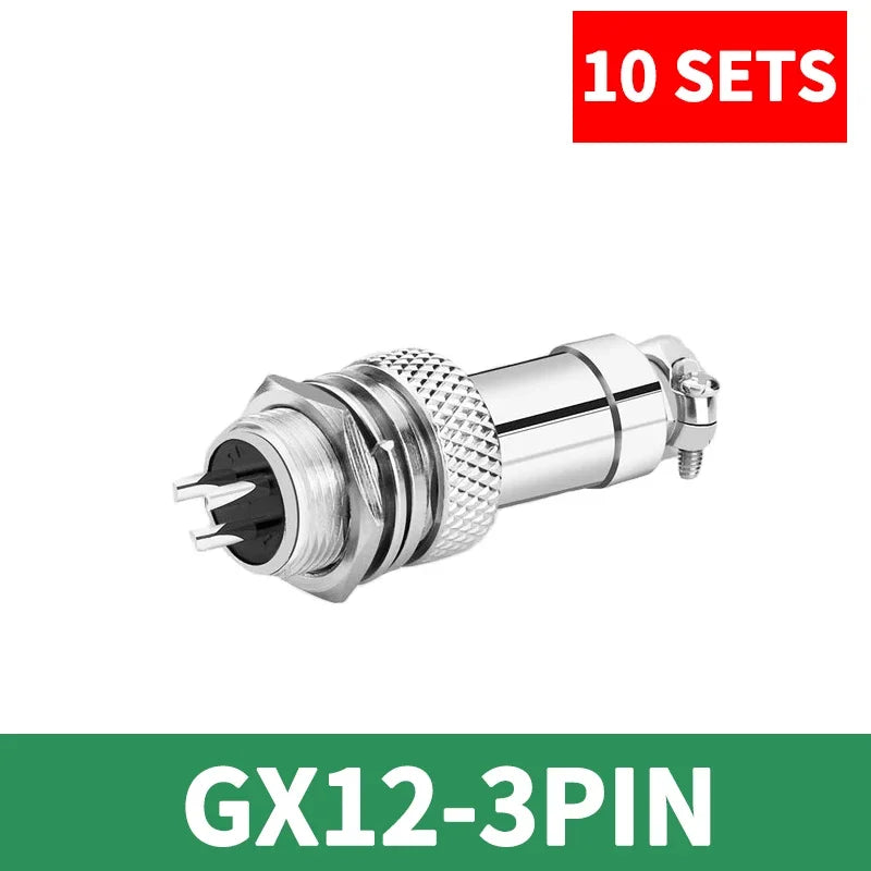 10 Pcs GX12 Aviation Circular Connector 2 Pin 3pin 4pin 5pin 6pin 7pin Male Plug& Female Socket Fixed Rear Nut