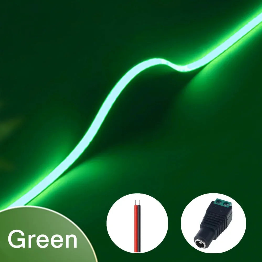 12V 3mm Width Ultra Thin COB LED Light Strip Colorful Dimmable High Density Flexible Light 400LEDs for DIY TV Home Decor Lamp