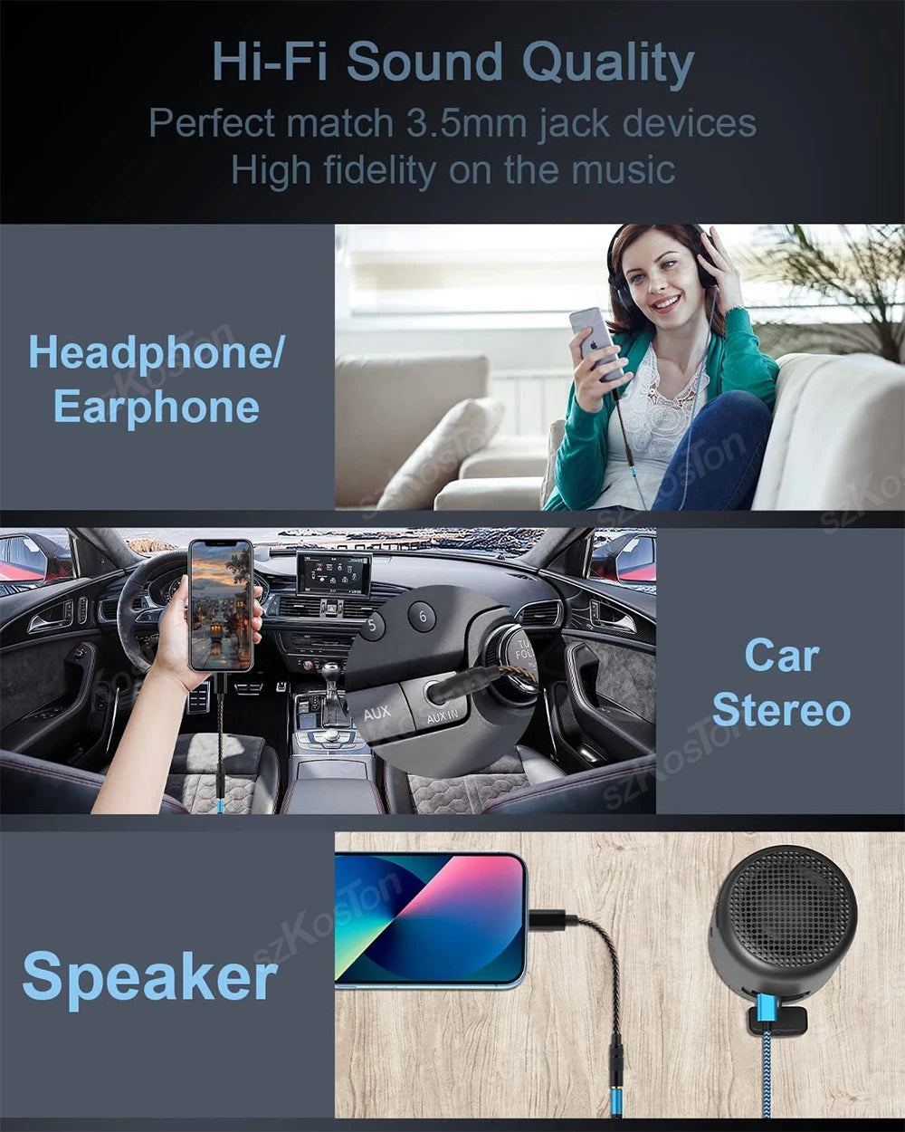 HiFi Audio Adapter Cable for Lightning to 3.5mm Headphone Amplifier Original C100 Chip DAC Audio Decoder for iPhone 14/13/12/11
