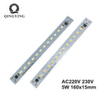 1pcs AC 220v LED Crystal Light Bar Strip 5W 120mm 160mm Free Driver Module SMD 5730 LED PCB White Warm White T5 T8 Light Source