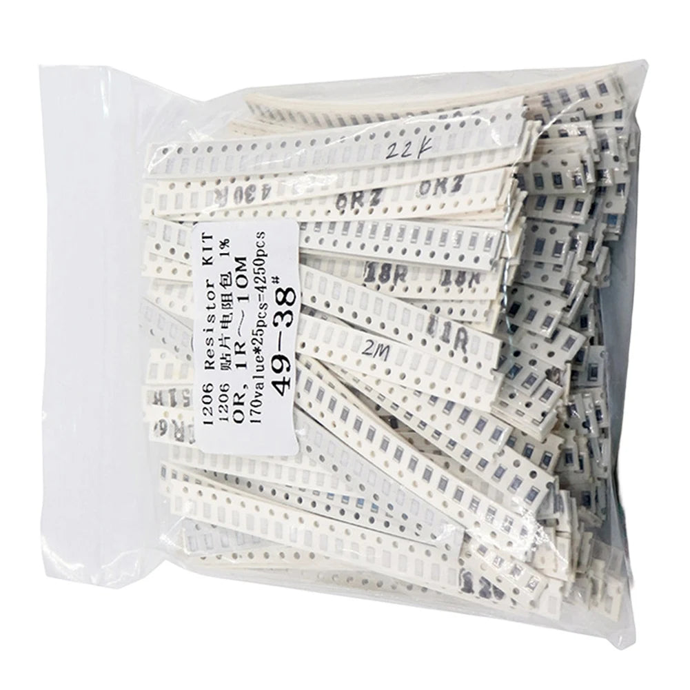 1206 For SMD Resistor Kit 1ohm-10M Ohm 1% Tolerance 4250pcs 170 Values Assorted Pack For Electronic Circuit Board Repair Project