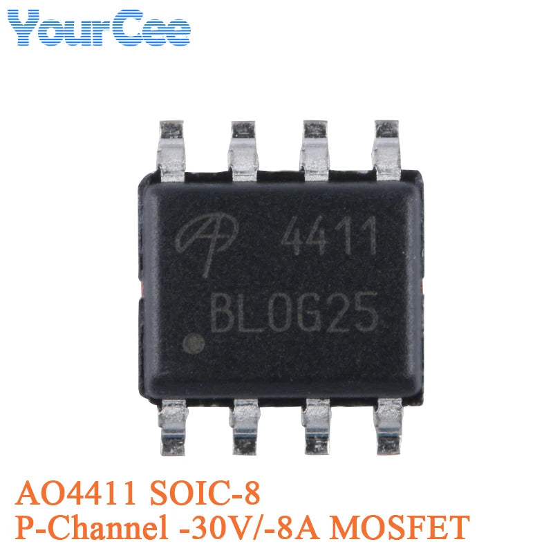 20pcs/5pcs AO4407A SOIC-8 4407A P-channel -30V/-12A SMD MOSFET Field Effect Transistor Chip AO4405AO4411 AO4413 AO4421 AO4435