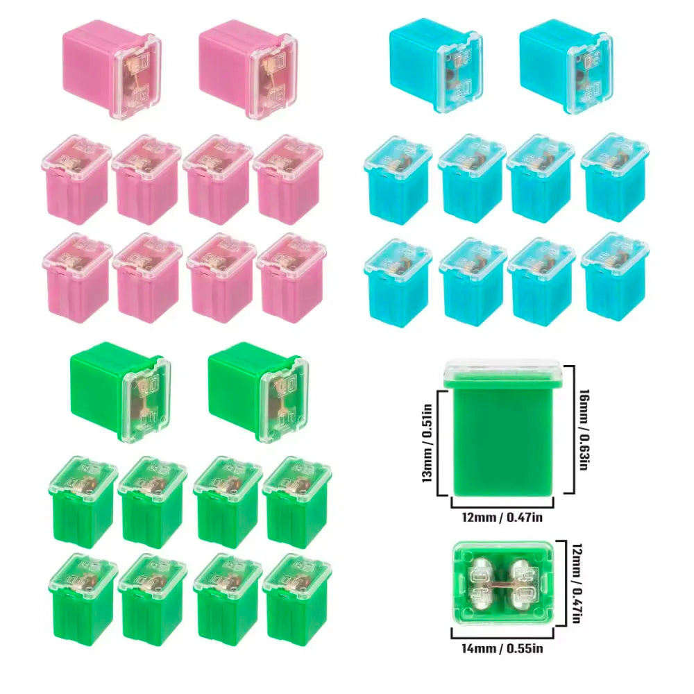 10pcs Box Jcase Fuse kit 20A/30A/40A Square Jcase Fuses Low Profile Box Shaped Fuse fusible for SUV Cars Trucks Boats Automotive