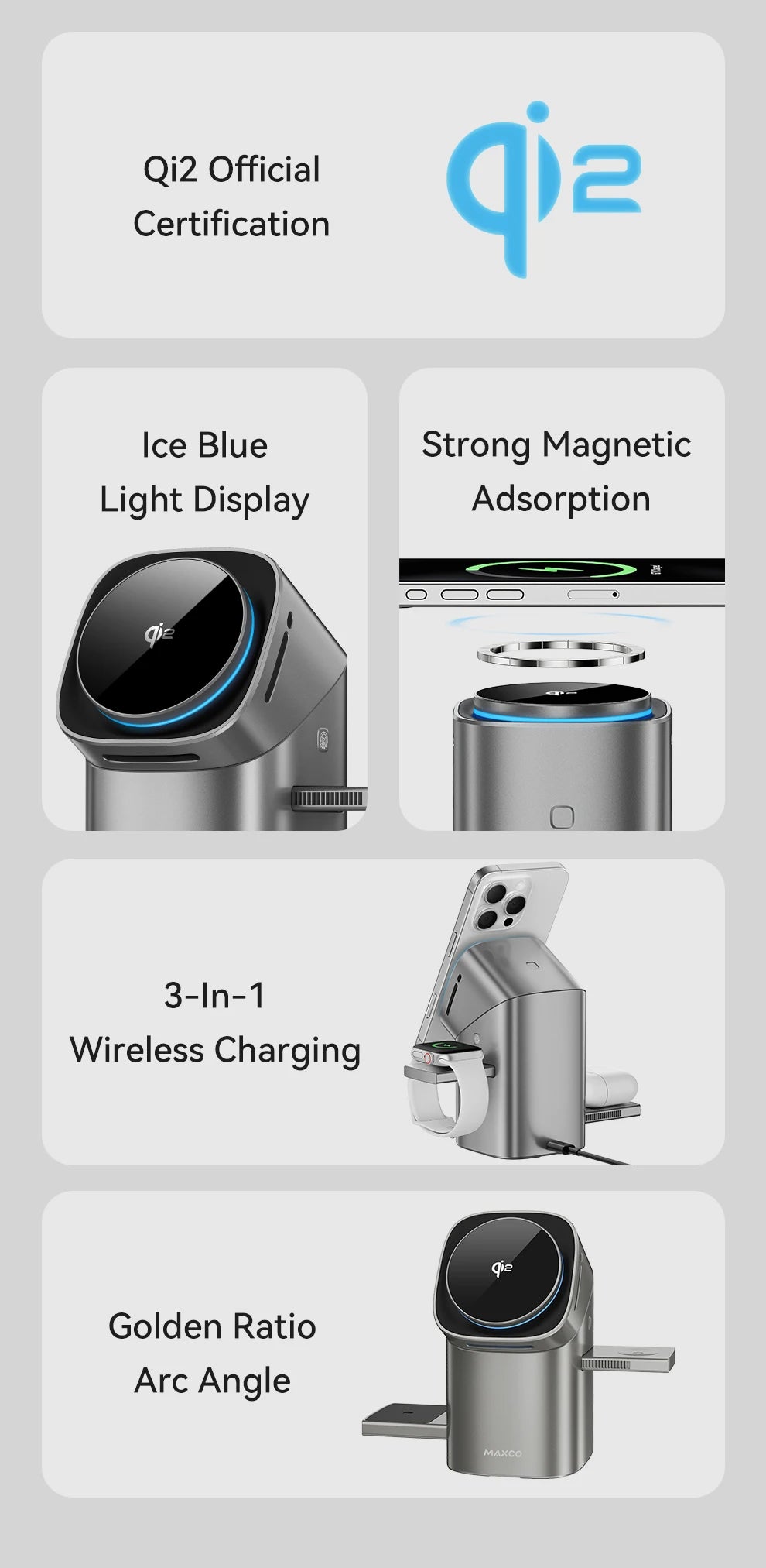 Qi2 Magnetic Wireless Charger Fast Charger 3-in-1 Intelligent Fast Charging 15W for IPhone 12/13/14/15/16 for Iwatch & AirPods
