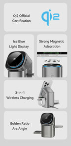Qi2 Magnetic Wireless Charger Fast Charger 3-in-1 Intelligent Fast Charging 15W for IPhone 12/13/14/15/16 for Iwatch & AirPods