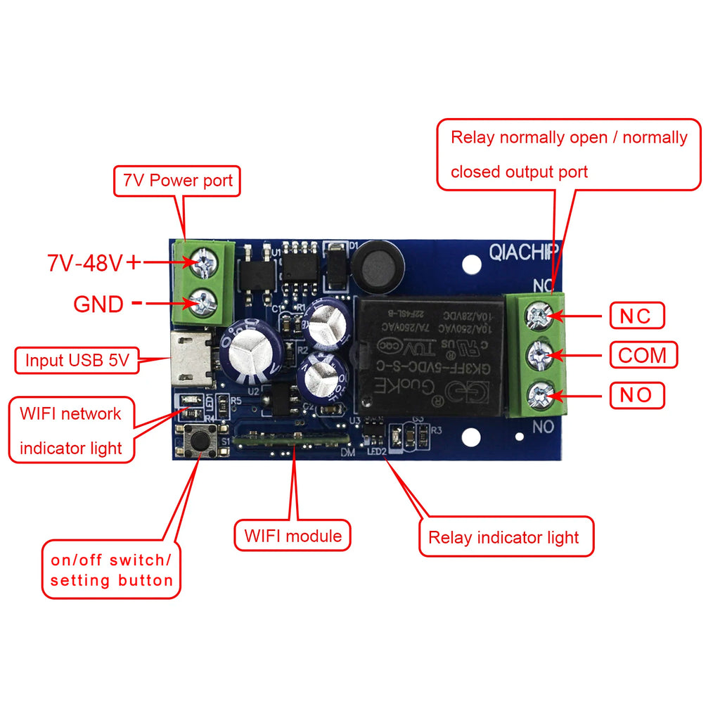 EWelink Smart WiFi Relay Smart Switch DC 5V 12V 24V 48V WirelessRemote Control 1 Way Alexa Googole Home Voice Control