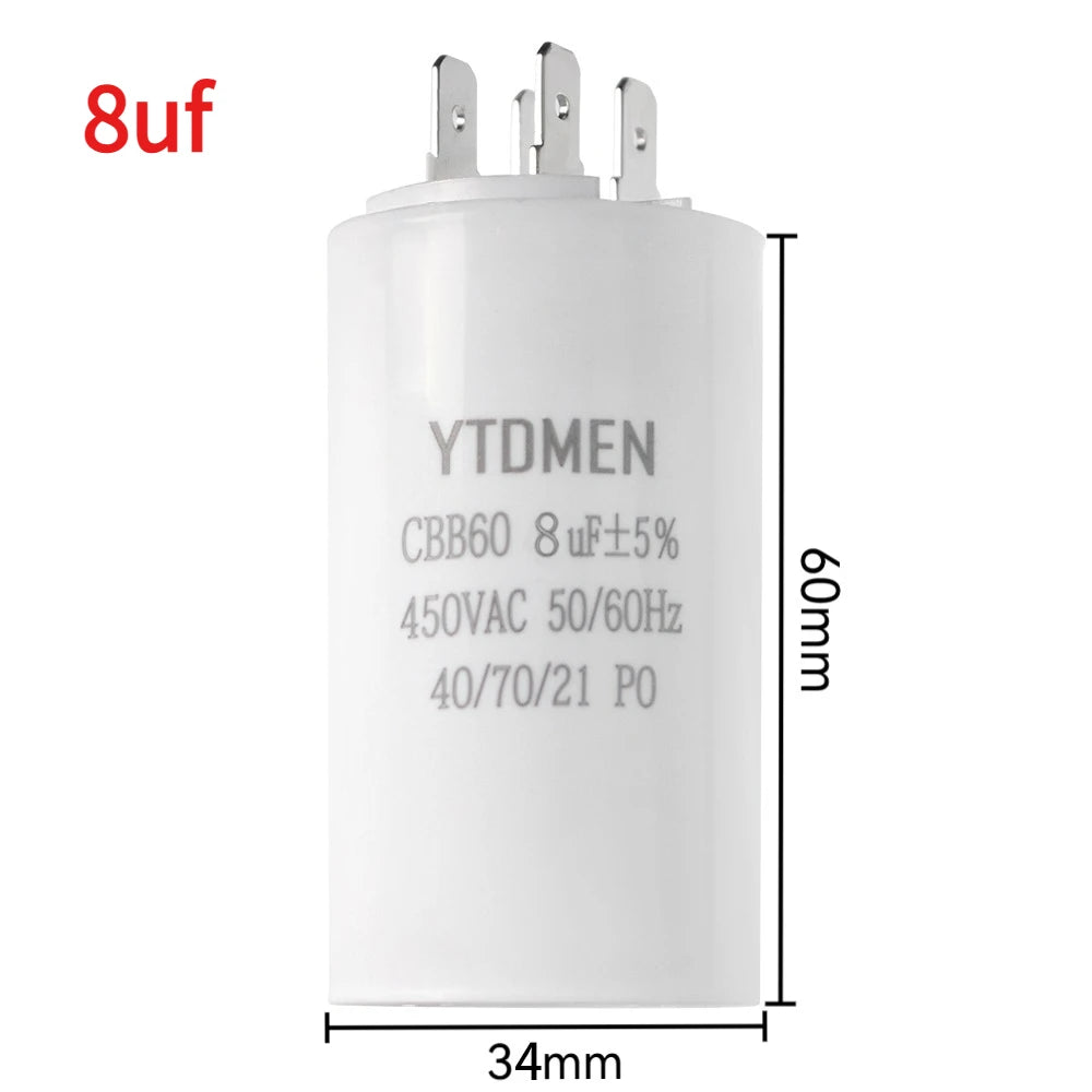 CBB60 450VAC 4~60μF ±5% 4-Pin Double Insert Motor Run Capacitor for Air Conditioner/Refrigerator/Pump，50/60Hz