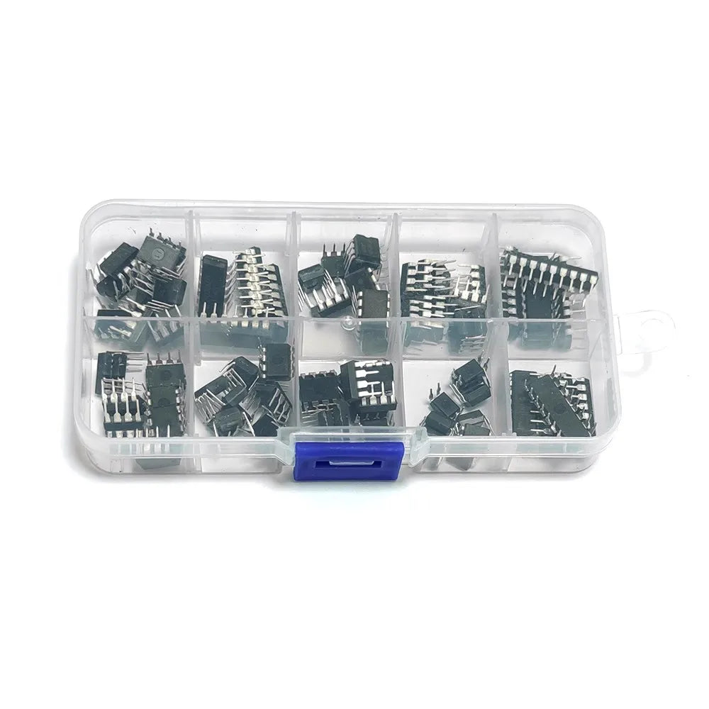 85PCS 10 Types NE555 LM324 LM393 UA741 ULN2803 LM358 LM386 NE5532 ULN2003 PC817 Integrated Circuit DIP IC Combination Chip Kit