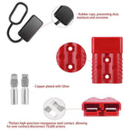 2Pcs 2-4 AWG 175A Battery Power Connector Cable Quick Connect Disconnect Kit For Anderson Connector For Winch Trailer Red