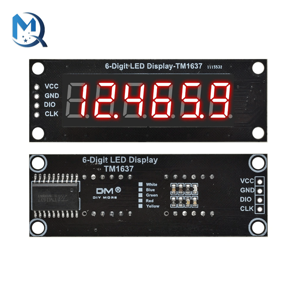 0.36 Inch TM1637 4/6-Digit LED Digital Display Tube Module Red/Green/Yellow/Blue/White 0.36" Decimal 7 Segments For Arduino