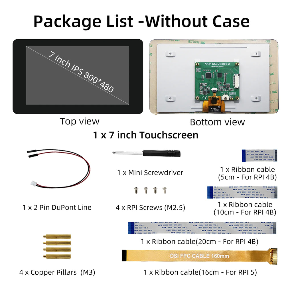 7 Inch DSI Touch Screen for Raspberry Pi 5 4B 3B+ 3B IPS Display 800*480 LCD MIPI CSI Cable With Standard Monitor for RPI 5 Pi5