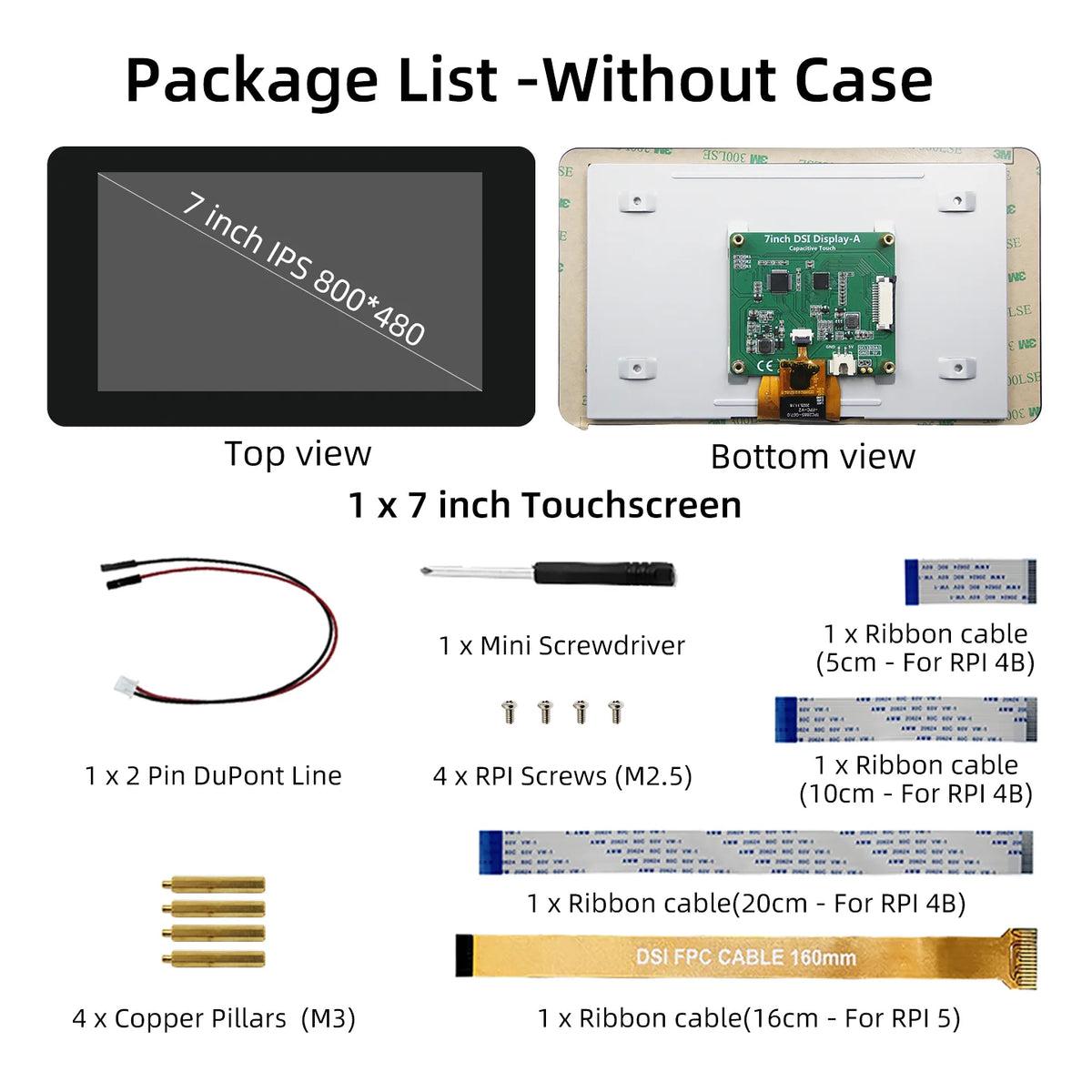 7 Inch DSI Touch Screen for Raspberry Pi 5 4B 3B+ 3B IPS Display 800*480 LCD MIPI CSI Cable With Standard Monitor for RPI 5 Pi5