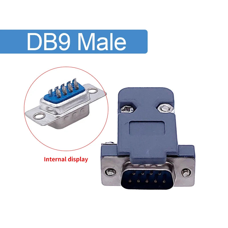 DB9 serial adapter connector Plug D type RS232 COM 9 pin hole port socket female&Male Screw installation + shell DP9