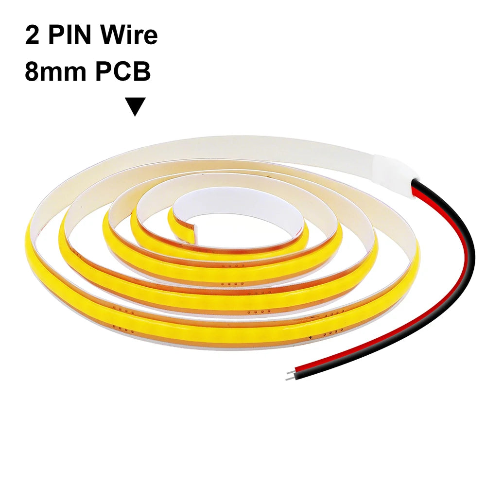 5mm 8mm PCB Free Cut COB LED Strip 12V 24V Tape Light 400 Leds Flexible 3000k 6000k 4000k 0.5m 2m 5m 10m 20m Linear Lighting