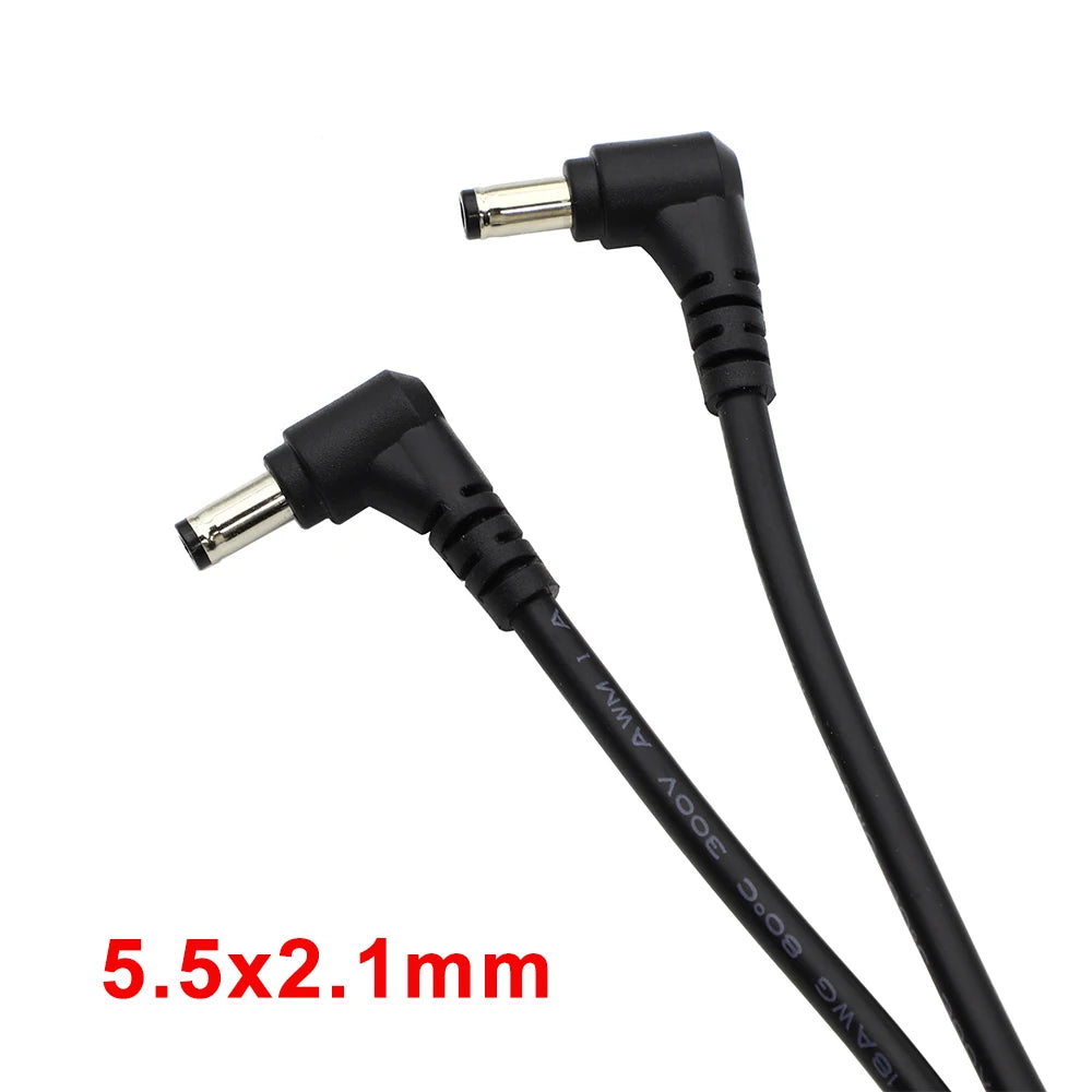 18AWG DC Power Plug 5.5x2.5mm / 5.5*2.1mm Male to Male 90 Right Angel Type Cable Connector 12V 10A Power Extension Cords