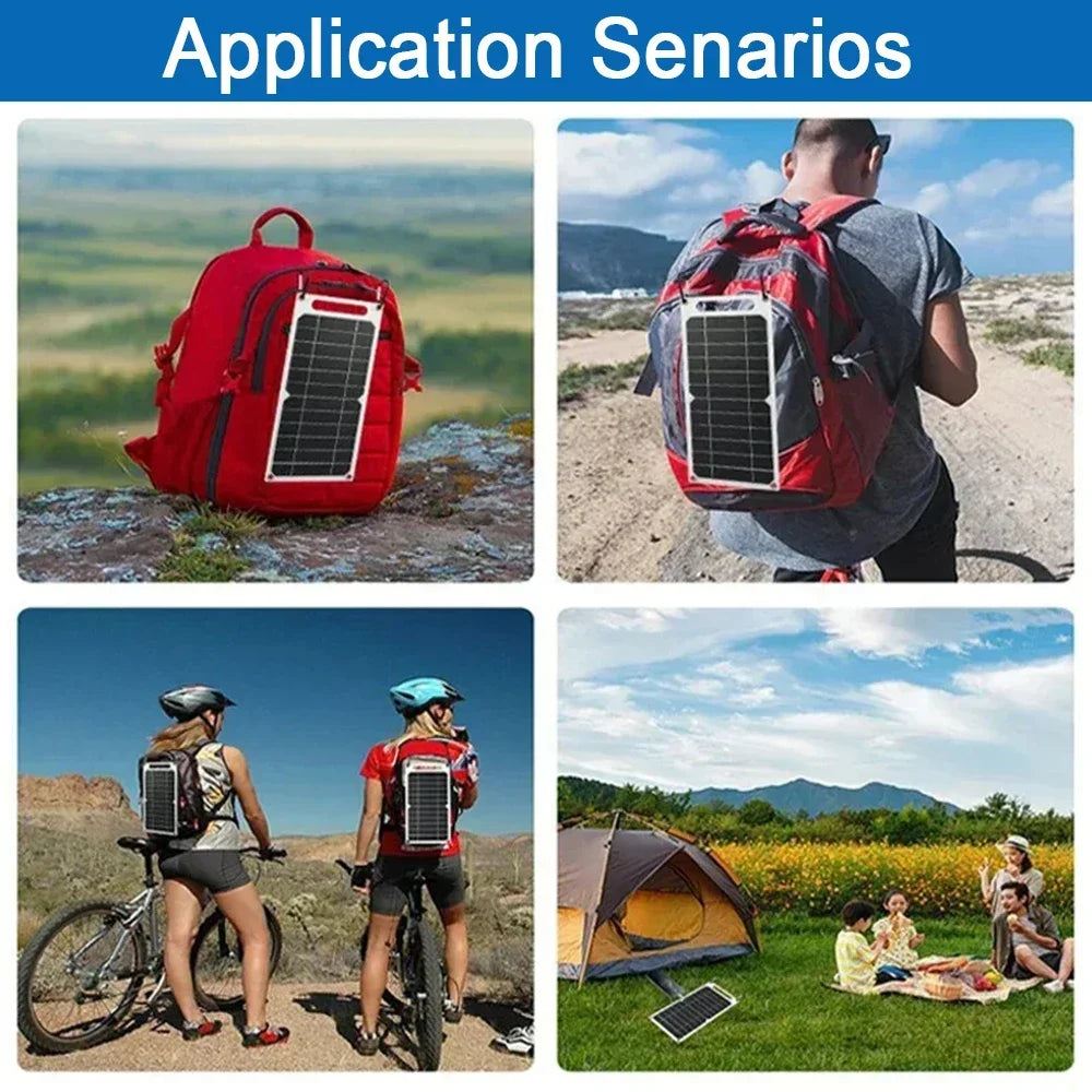 SOECOPO 30W Lightweight Flexible Solar Panel Kit, Free Mini Solar Regulator, Complete Hooks & Suction Cups Accessories, Portable For Phone Outdoor Camping Charging, US Warehouse 2-8 Days Fast Domestic Delivery