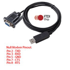 FTDI FT232RL USB to RS232 Serial Converter DB9 Female Cable Standard Pinout/Null Modem for Windows 7/8/8.1/10 Mac Android Linux