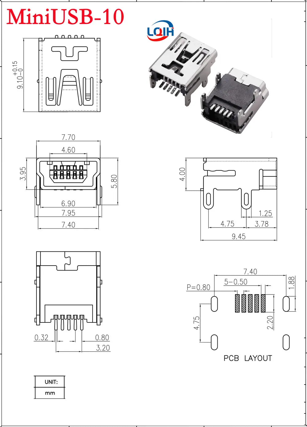 10PCS Mini USB SMD SMT 4Pin 5Pin Female Mini B Socket Connector Plug Straight DIP Jack Connector Plug-in