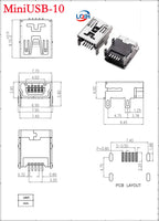 10PCS Mini USB SMD SMT 4Pin 5Pin Female Mini B Socket Connector Plug Straight DIP Jack Connector Plug-in