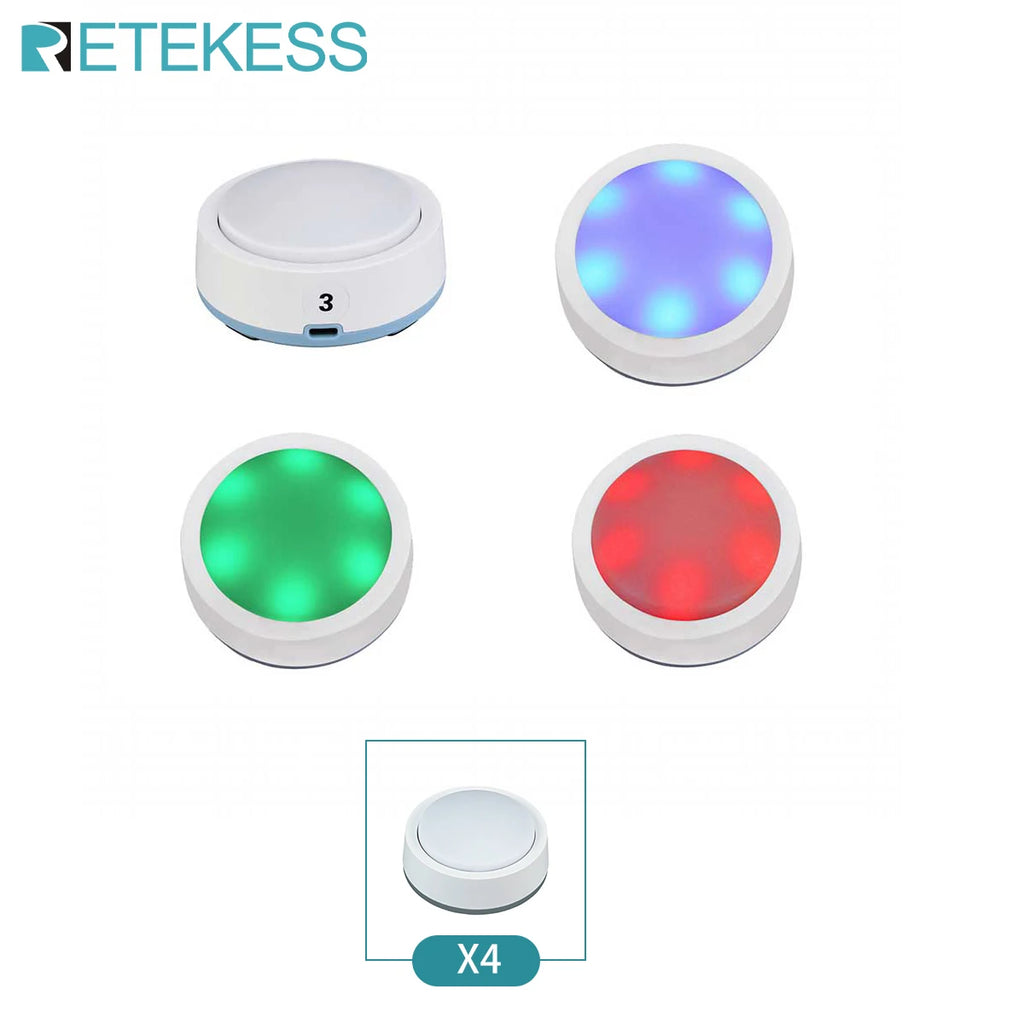 Retekess TM101 Quiz Answer Game Buzzer System 3 Answer Mode 4 Color State for Classroom Competition Game Show Family Party Games