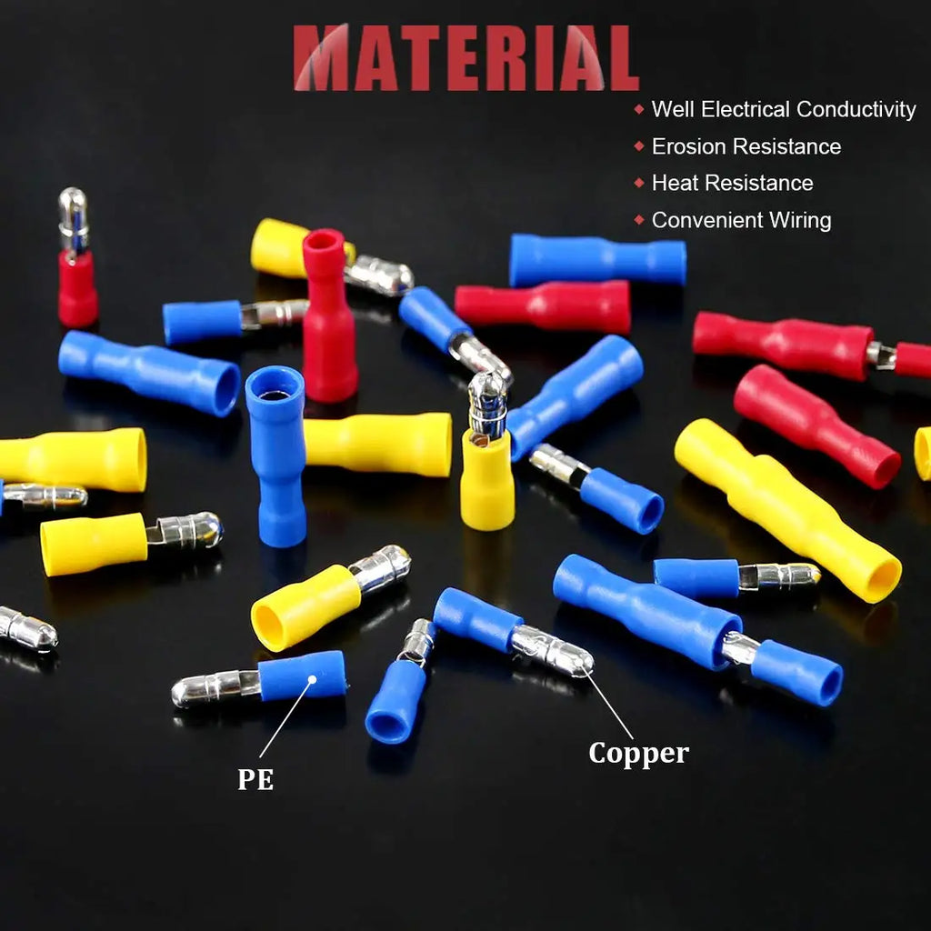 50-500PCS Assorted Female Male Bullet Butt Connector Insulated Crimp Wire Terminals Quick Splice Wiring Cable Plug for 22~10AWG