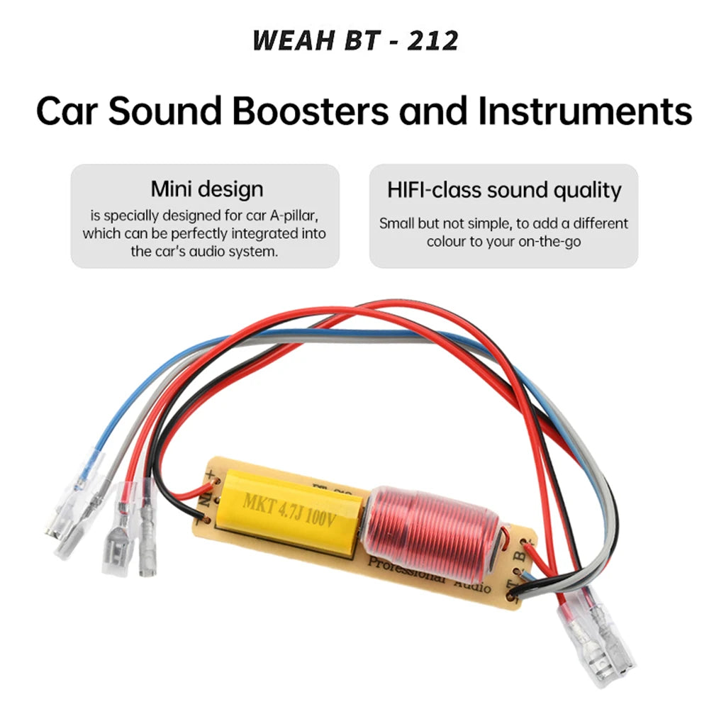 80W 2 Way Hi-Fi Audio Treble Bass Frequency Divider DIY Stereo Sound Speaker for Car A-pillar High-low Frequency Modification