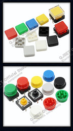 20 Pcs Tactile Pushbutton Switch 12*12*7.3MM Micro Switch Pushbutton A14 A24 Pushbutton Cover 12x12x7.3MM Square Head Pushbutton