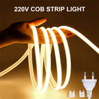 288 LEDs/m IP67 Waterproof AC110V/220V COB LED Strip Light EU/US Plug for Home Hotel Theater Outdoor Advertising Sign Decoration